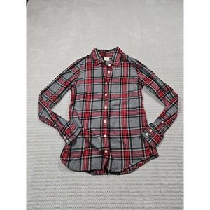 J Crew Shirt Womens XXS Light Weight Plaid Flannel Button Down The Perfect Shirt